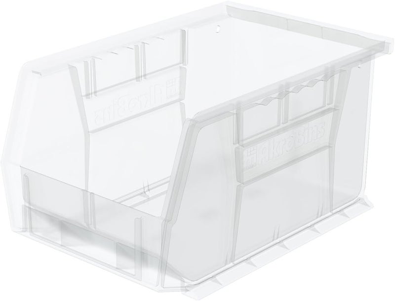 Akro-Mils 30237 AkroBins Plastic Storage Bins, Space-Saving Stackable Bins for Garage, Pantry, Craft Organization, 9-" x 6-" x 5-", Clear, 12-Pack - Image 1